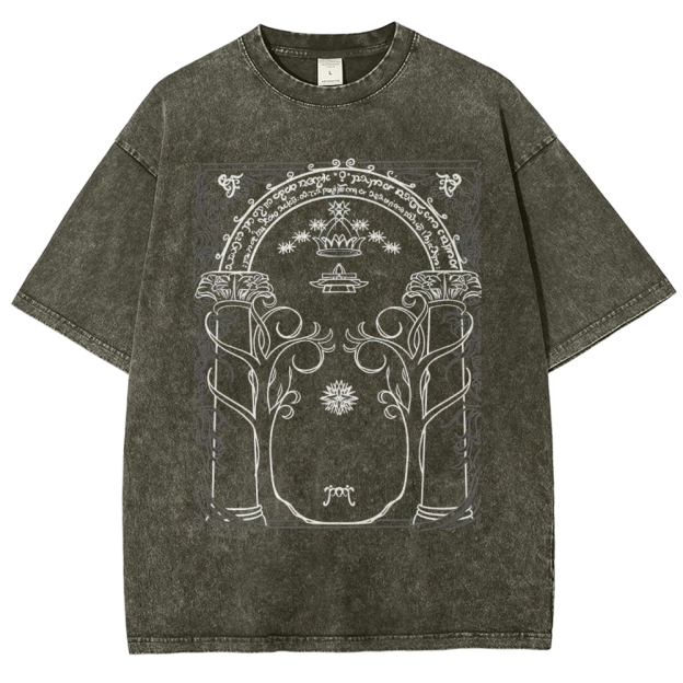 Elven Archway Script Retro Fantasy Washed T-Shirt