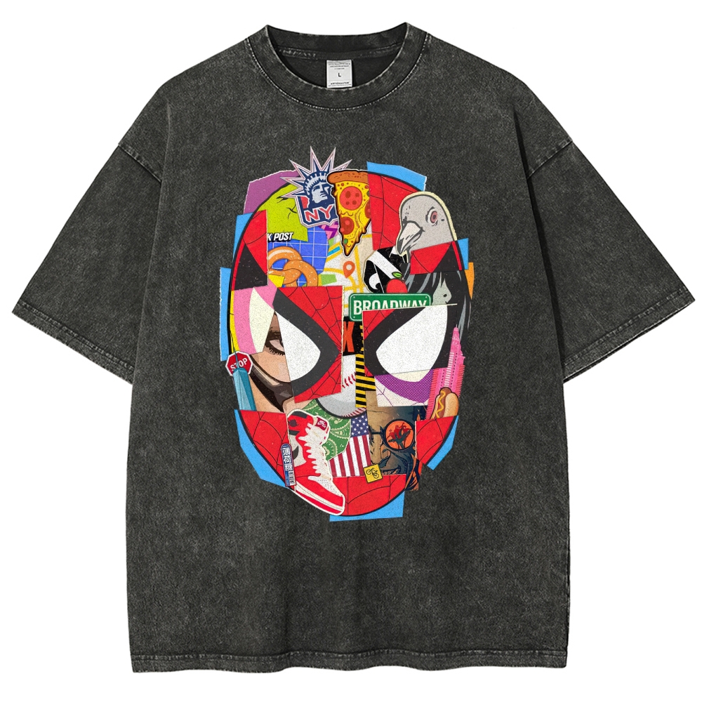 Spider-Man NYC Collage Retro Washed T-Shirt