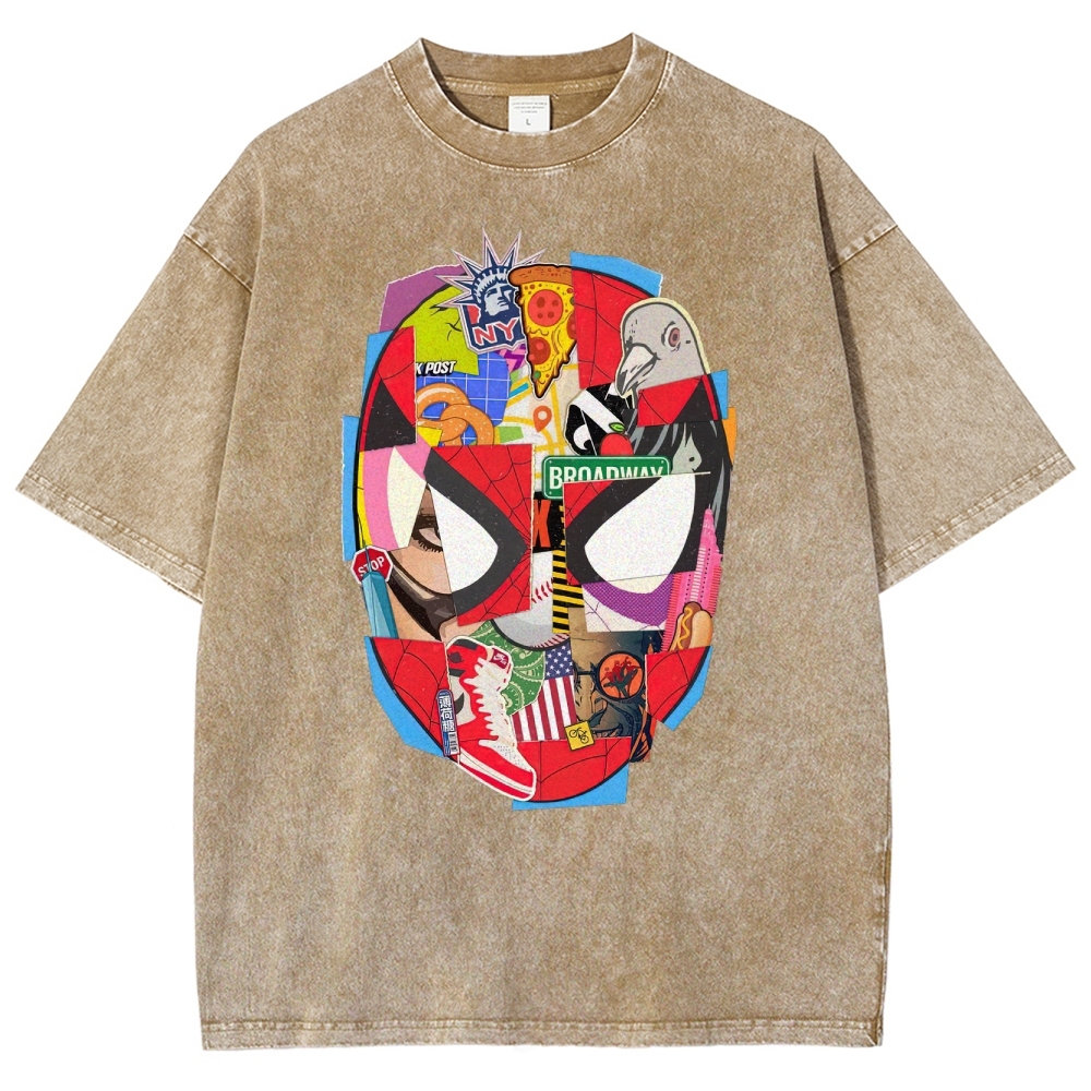 Spider-Man NYC Collage Retro Washed T-Shirt