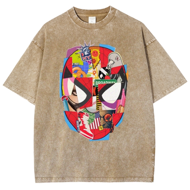 Spider-Man NYC Collage Retro Washed T-Shirt