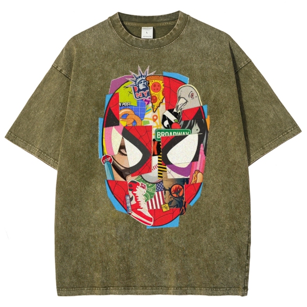 Spider-Man NYC Collage Retro Washed T-Shirt