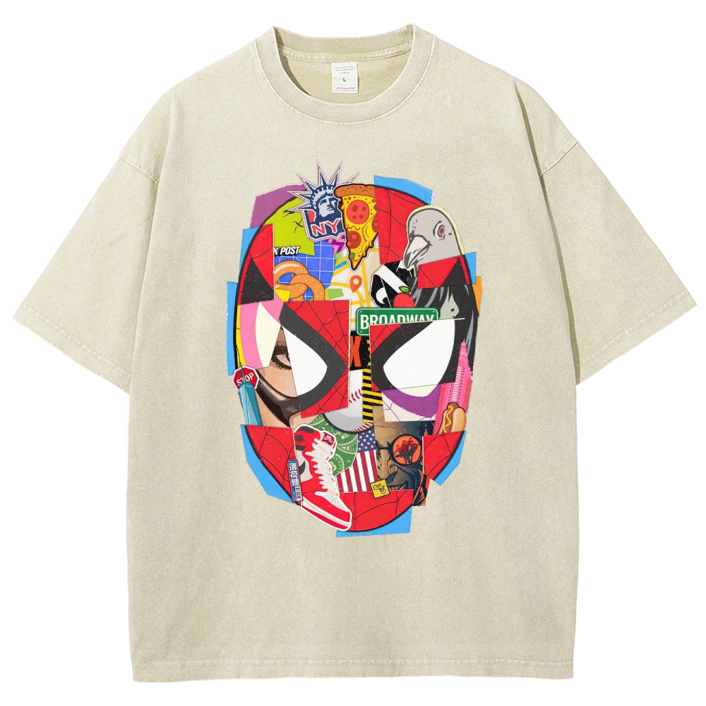 Spider-Man NYC Collage Retro Washed T-Shirt