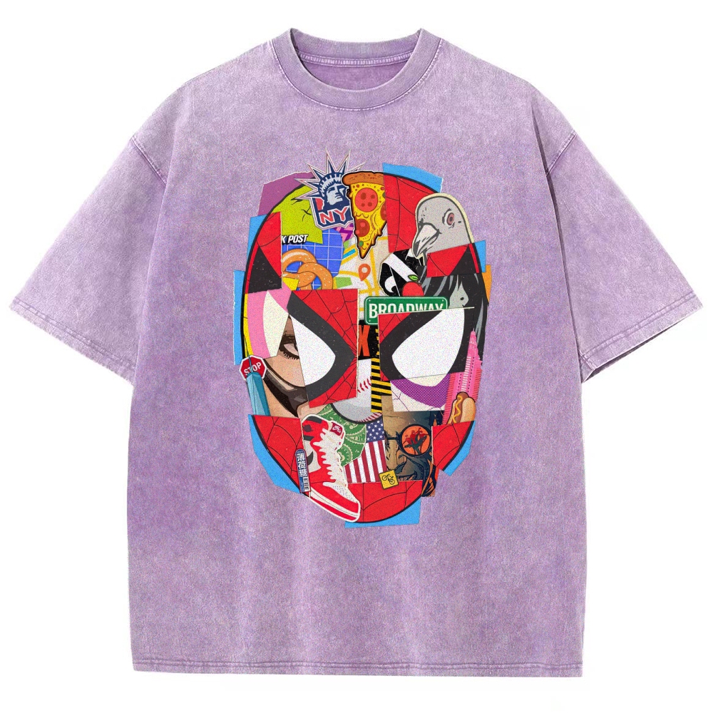 Spider-Man NYC Collage Retro Washed T-Shirt