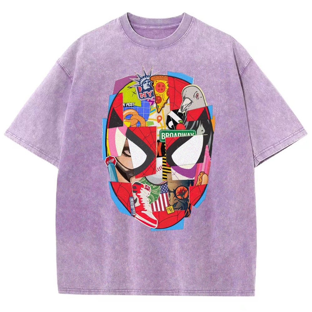 Spider-Man NYC Collage Retro Washed T-Shirt