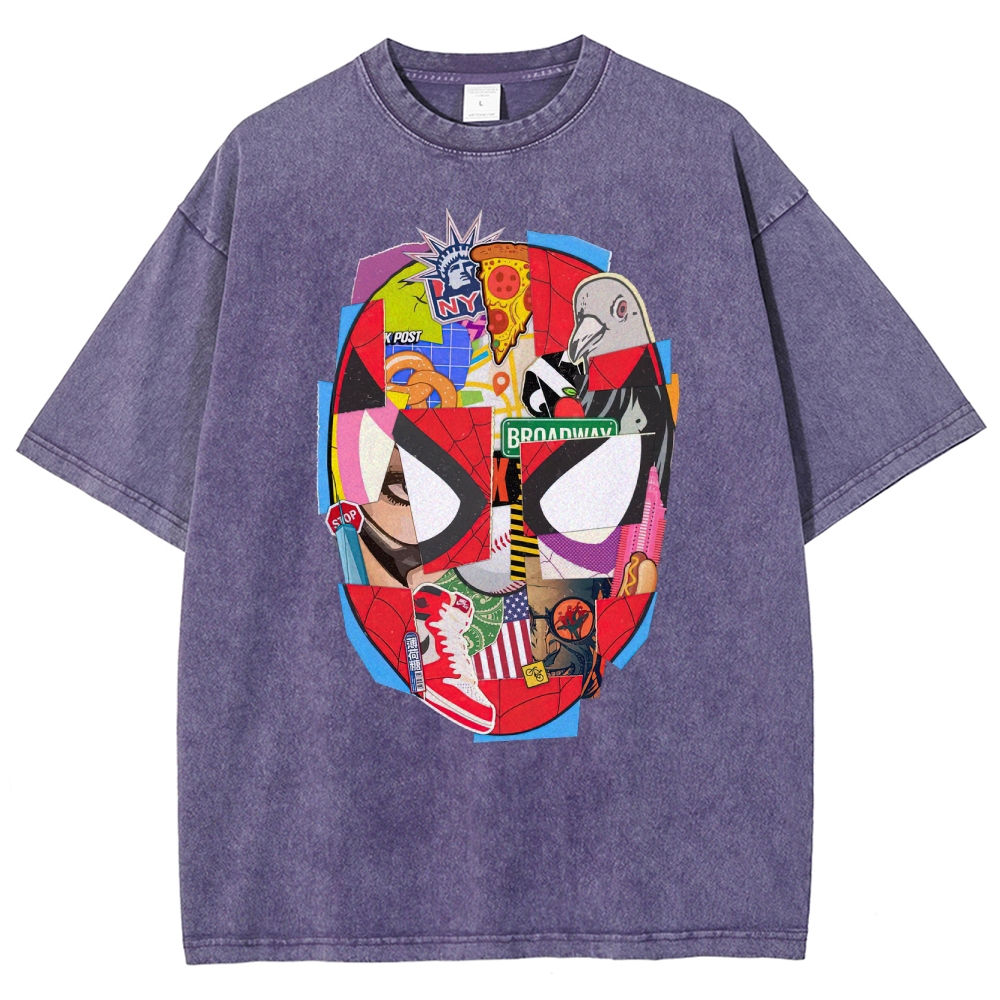 Spider-Man NYC Collage Retro Washed T-Shirt