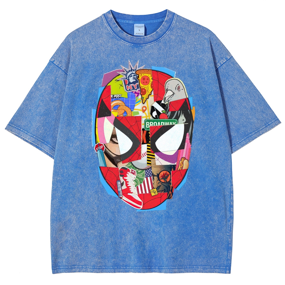 Spider-Man NYC Collage Retro Washed T-Shirt