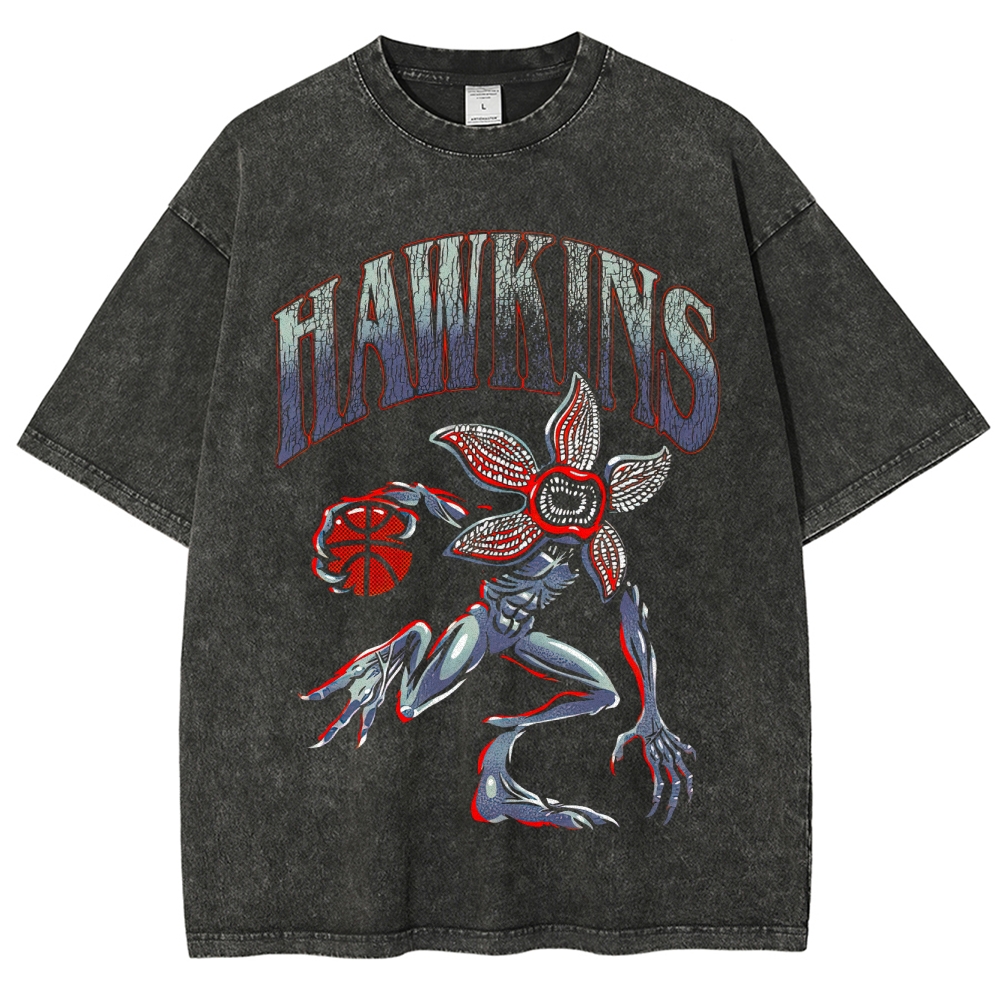 Hawkins Demogorgon Basketball Retro Washed T-Shirt