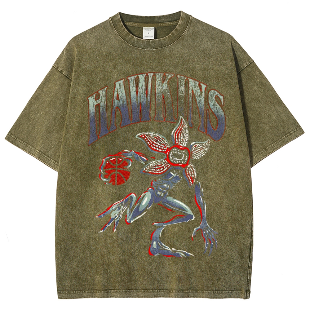 Hawkins Demogorgon Basketball Retro Washed T-Shirt