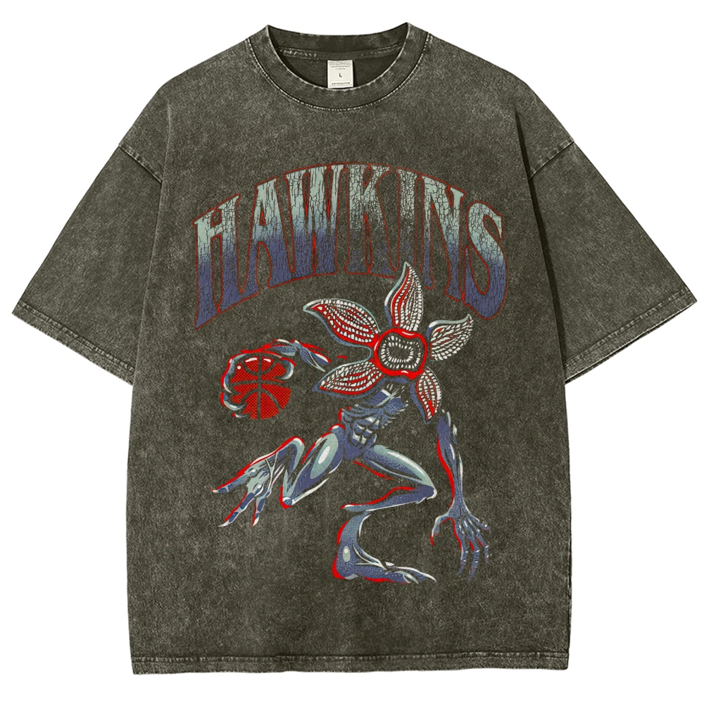 Hawkins Demogorgon Basketball Retro Washed T-Shirt
