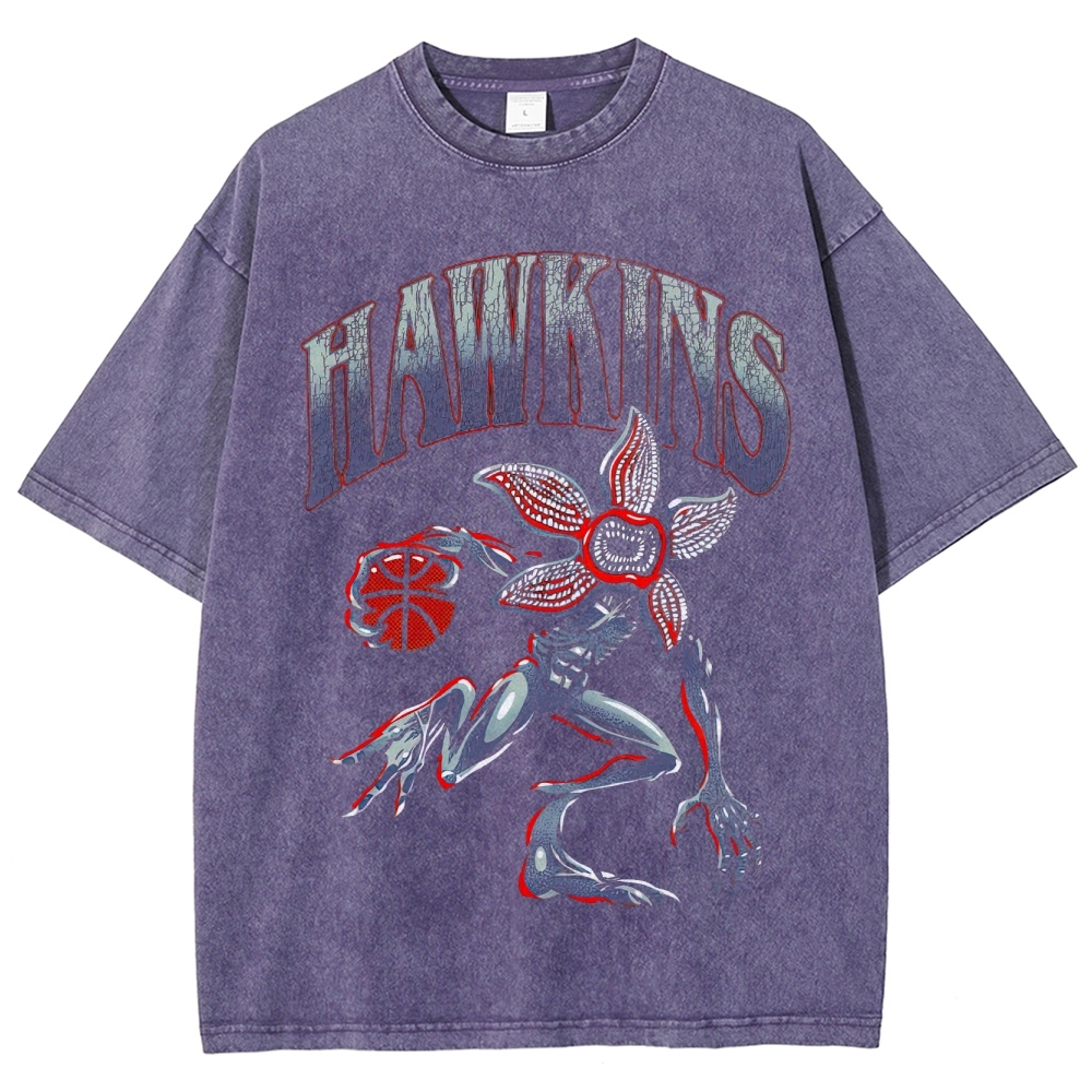 Hawkins Demogorgon Basketball Retro Washed T-Shirt