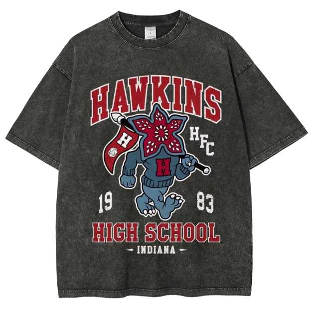 Hawkins High Demogorgon Mascot Washed T-Shirt 