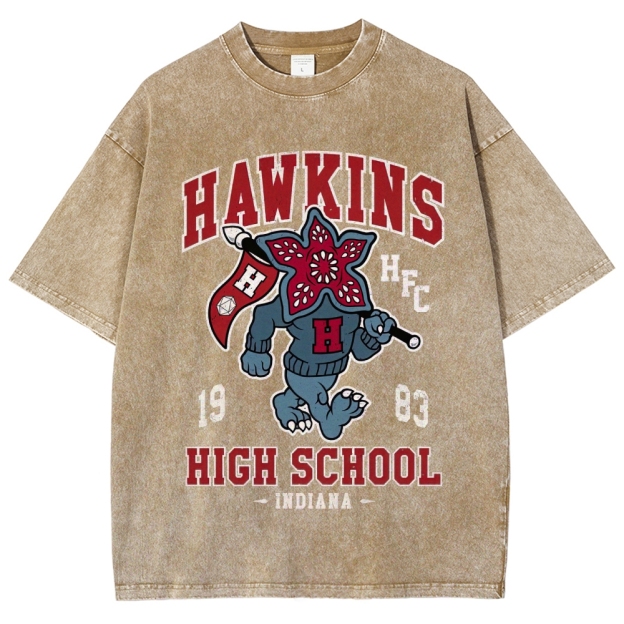Hawkins High Demogorgon Mascot Washed T-Shirt 
