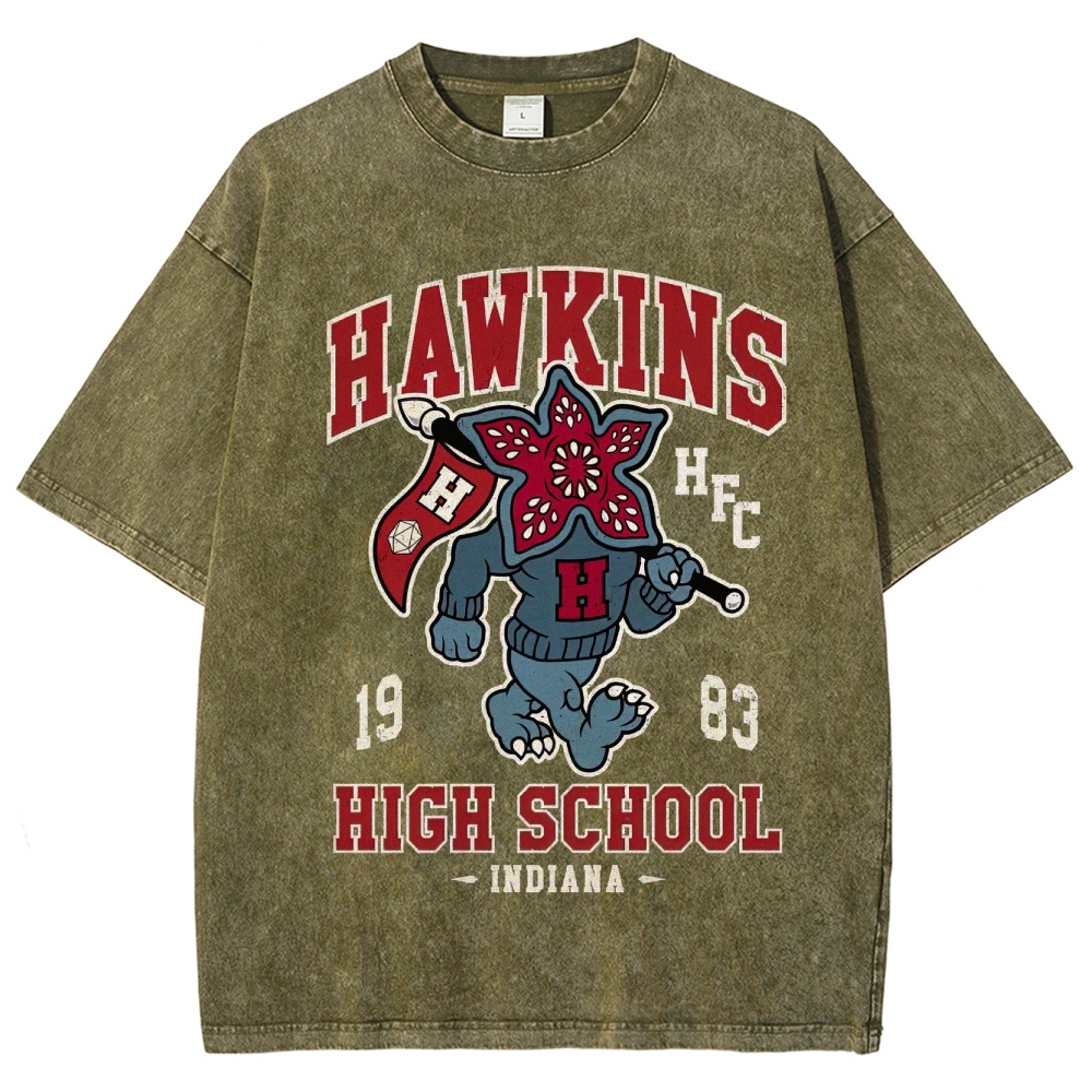 Hawkins High Demogorgon Mascot Washed T-Shirt 