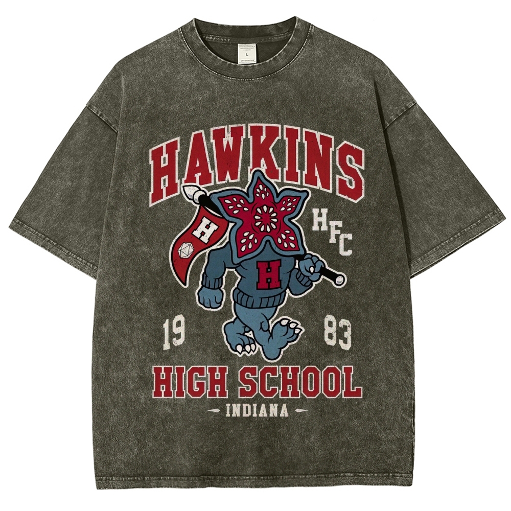 Hawkins High Demogorgon Mascot Washed T-Shirt 