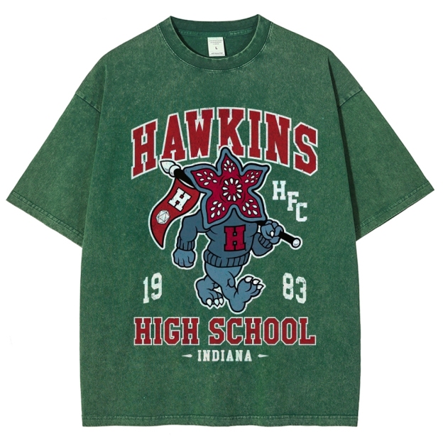 Hawkins High Demogorgon Mascot Washed T-Shirt 