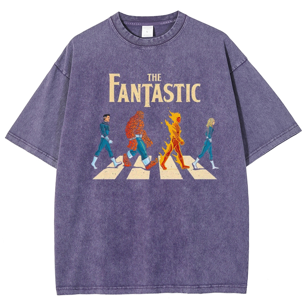 The Fantastic Four Vintage Washed Superhero T - Shirt
