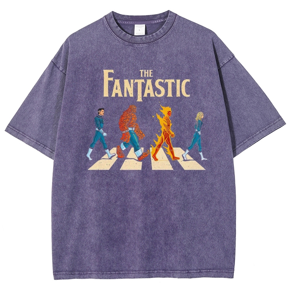 The Fantastic Four Vintage Washed Superhero T - Shirt