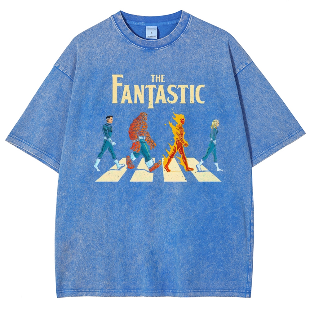 The Fantastic Four Vintage Washed Superhero T - Shirt