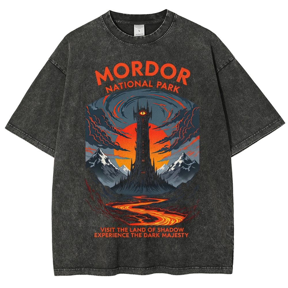 Mordor National Park Retro PosterWashed T-Shirt