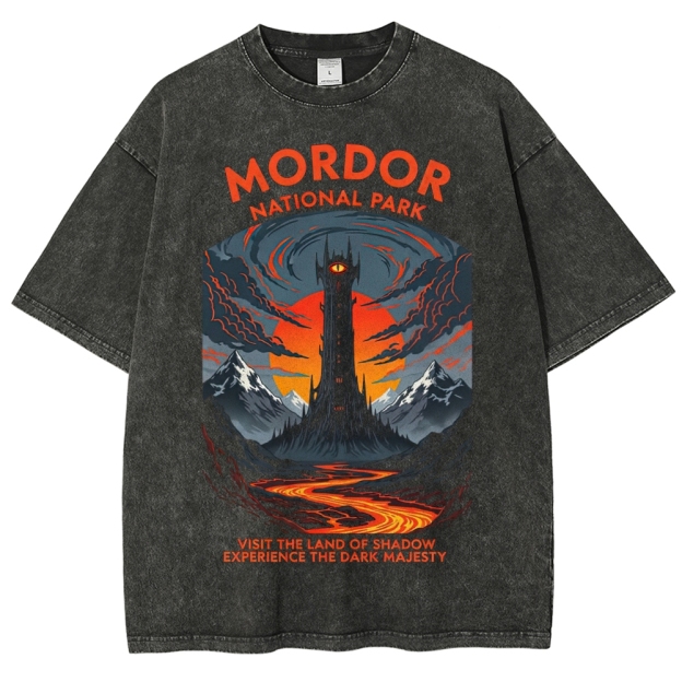 Mordor National Park Retro PosterWashed T-Shirt