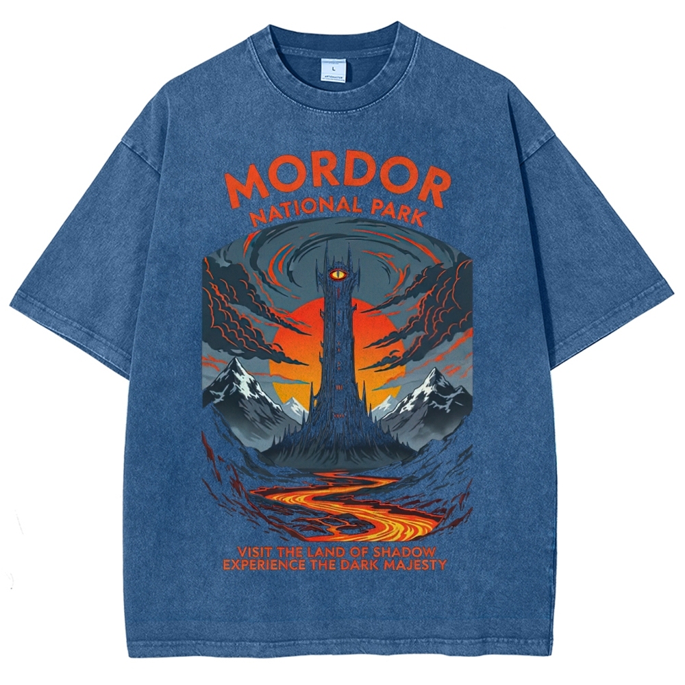 Mordor National Park Retro PosterWashed T-Shirt