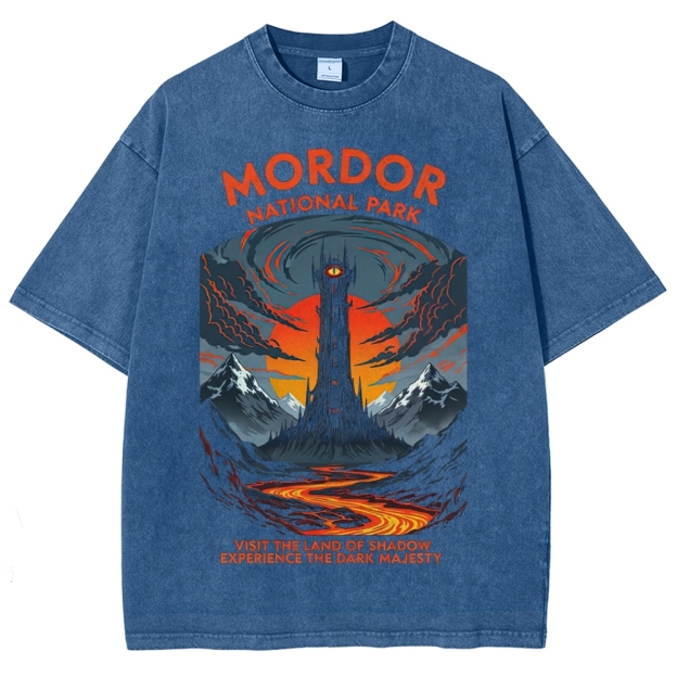 Mordor National Park Retro PosterWashed T-Shirt