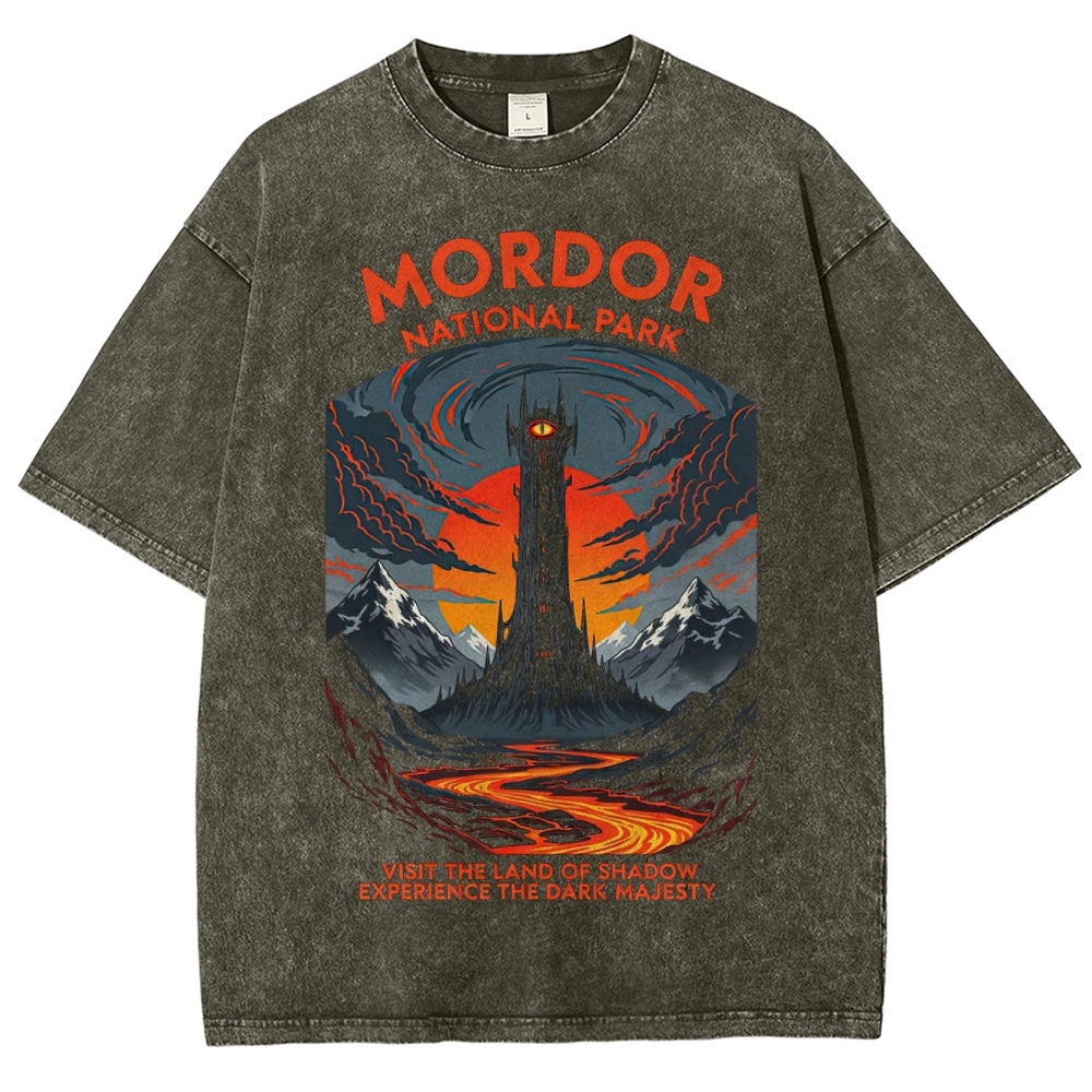 Mordor National Park Retro PosterWashed T-Shirt