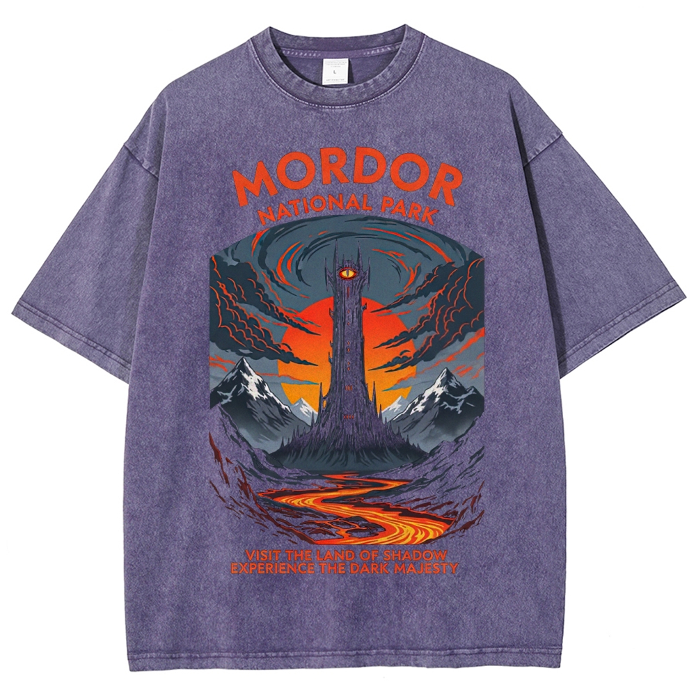 Mordor National Park Retro PosterWashed T-Shirt