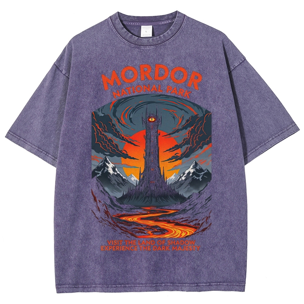 Mordor National Park Retro PosterWashed T-Shirt