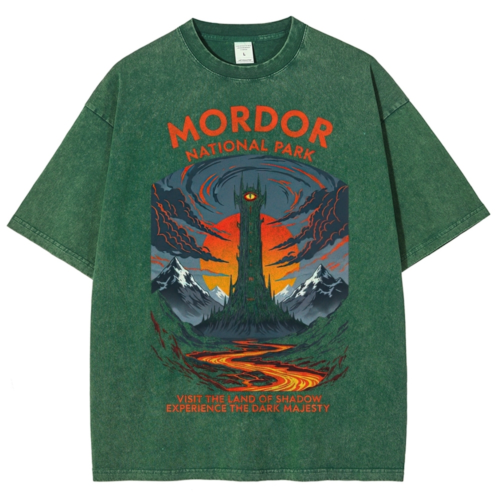 Mordor National Park Retro PosterWashed T-Shirt