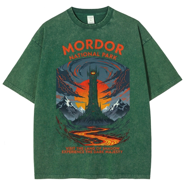 Mordor National Park Retro PosterWashed T-Shirt