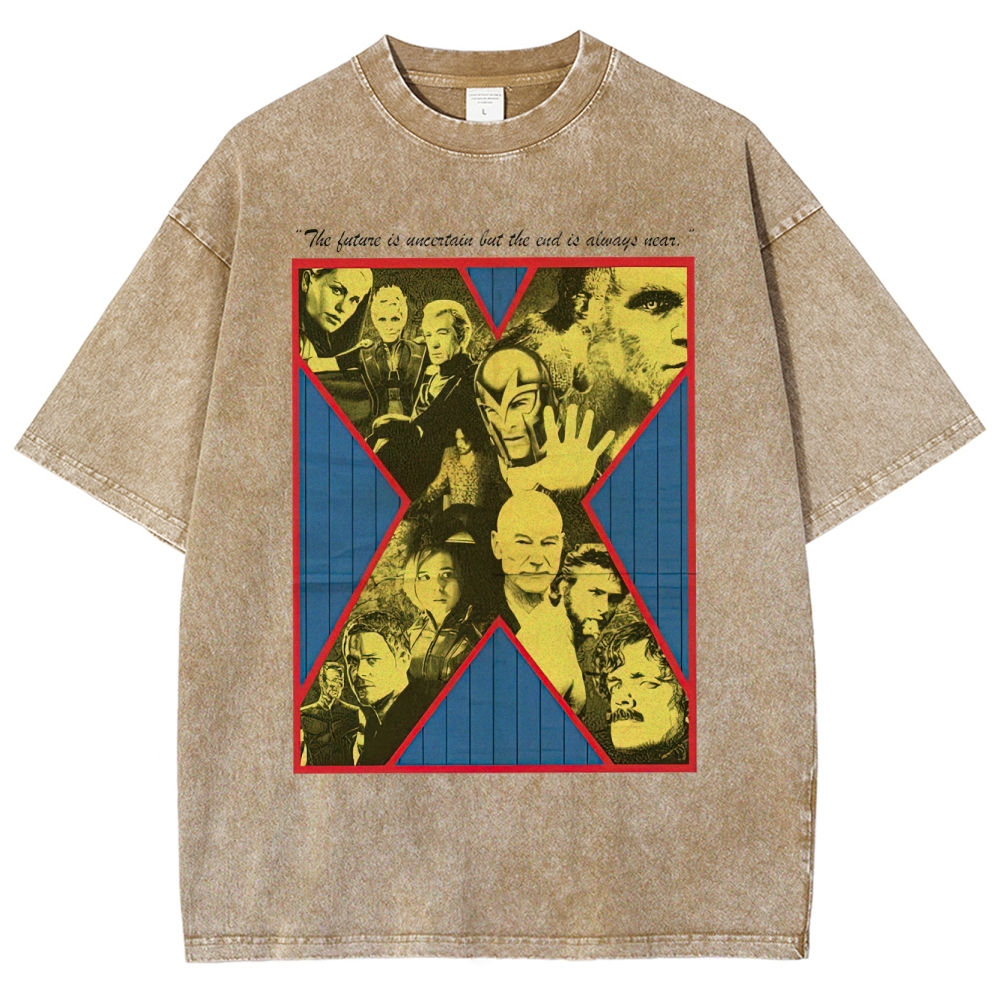 X-Team Quote Character Collage Washed T-Shirt