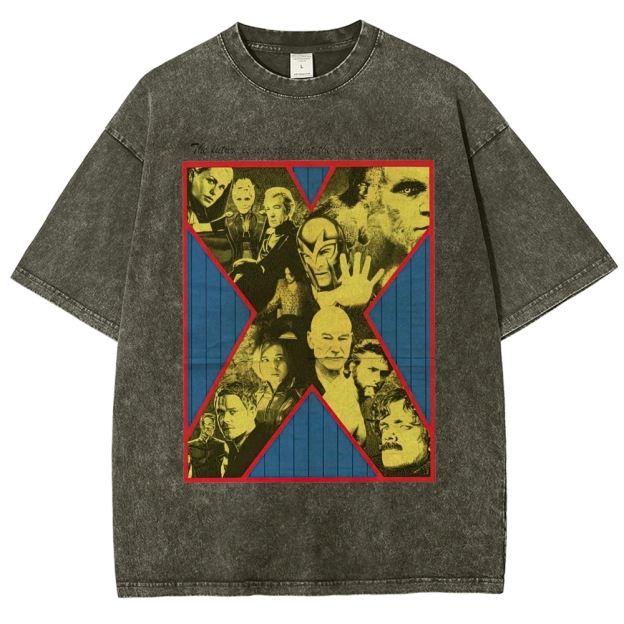 X-Team Quote Character Collage Washed T-Shirt