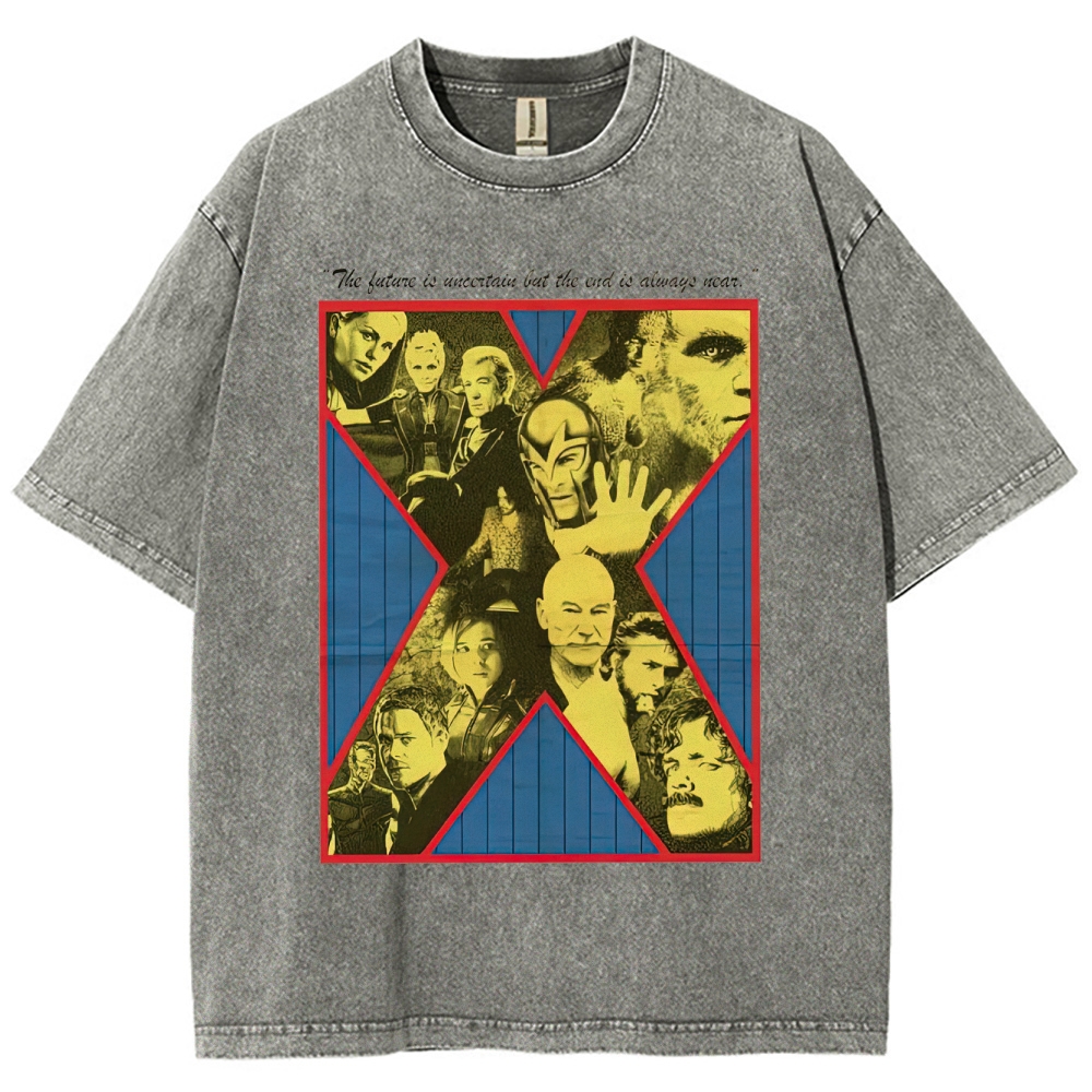 X-Team Quote Character Collage Washed T-Shirt