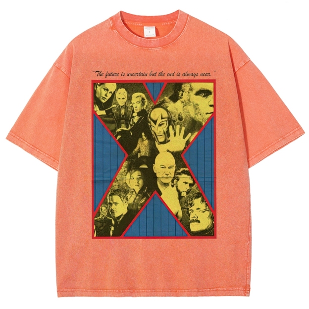 X-Team Quote Character Collage Washed T-Shirt