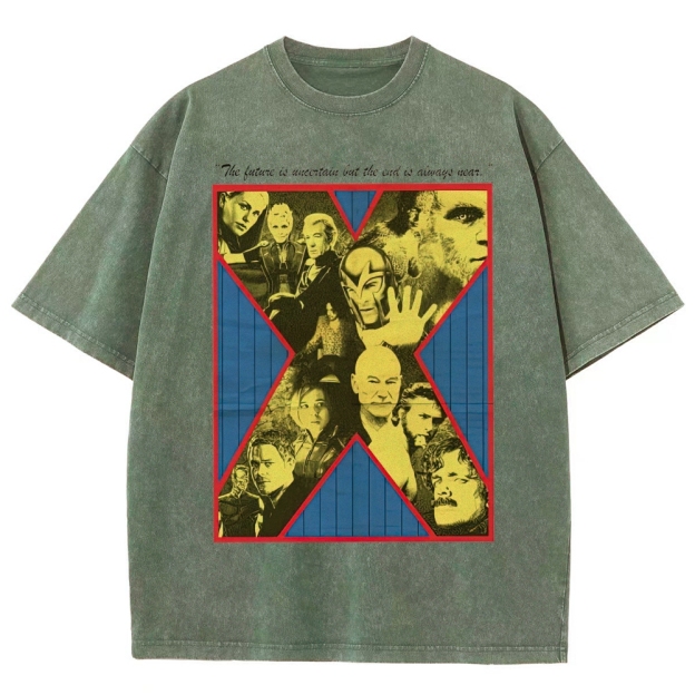 X-Team Quote Character Collage Washed T-Shirt
