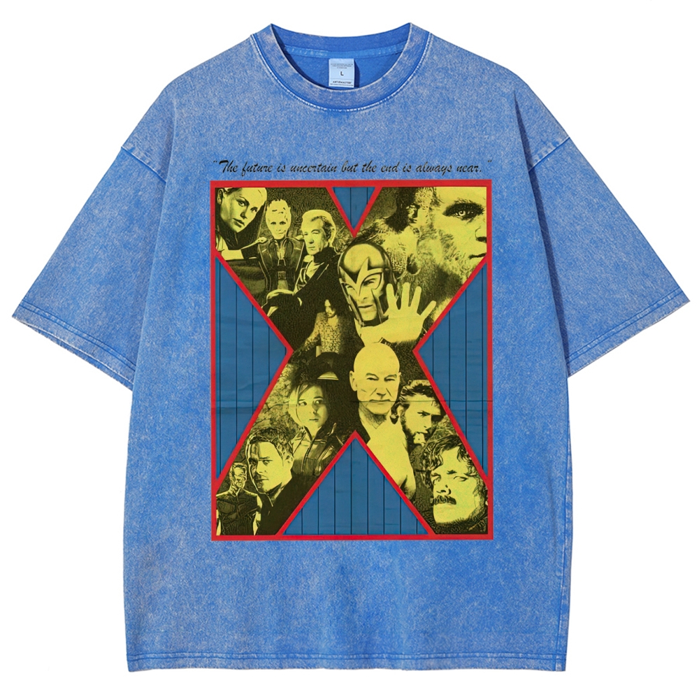 X-Team Quote Character Collage Washed T-Shirt