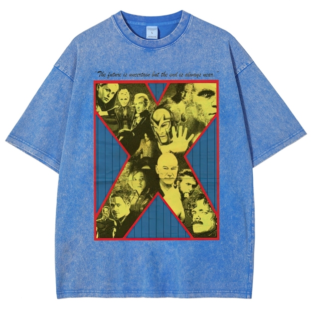 X-Team Quote Character Collage Washed T-Shirt