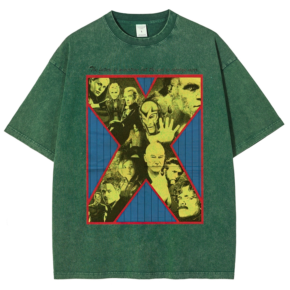 X-Team Quote Character Collage Washed T-Shirt