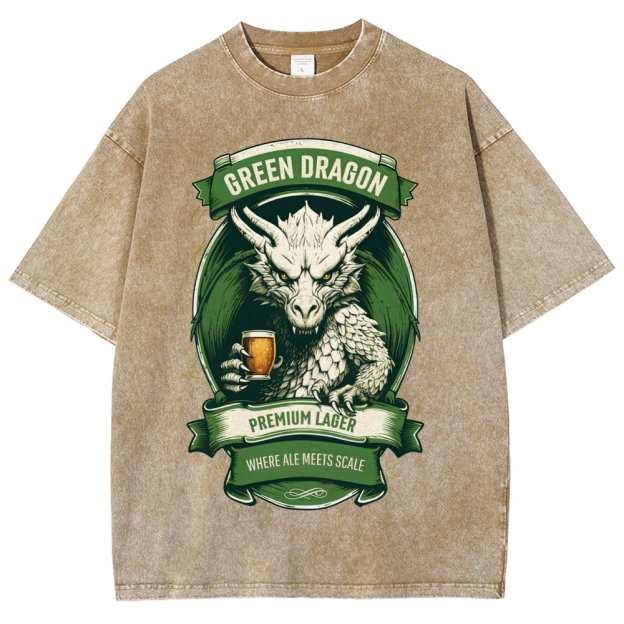 Green Dragon Premium Lager Vintage Label Washed T-Shirt