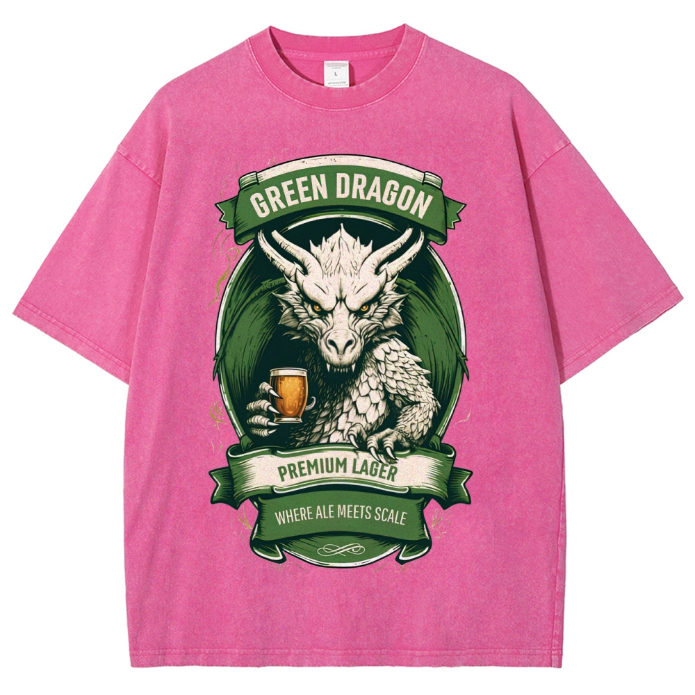 Green Dragon Premium Lager Vintage Label Washed T-Shirt