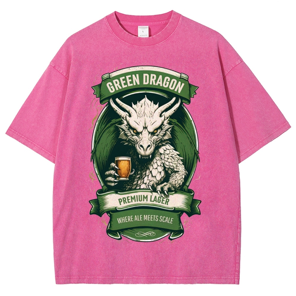 Green Dragon Premium Lager Vintage Label Washed T-Shirt