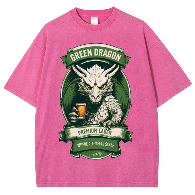 Green Dragon Premium Lager Vintage Label Washed T-Shirt