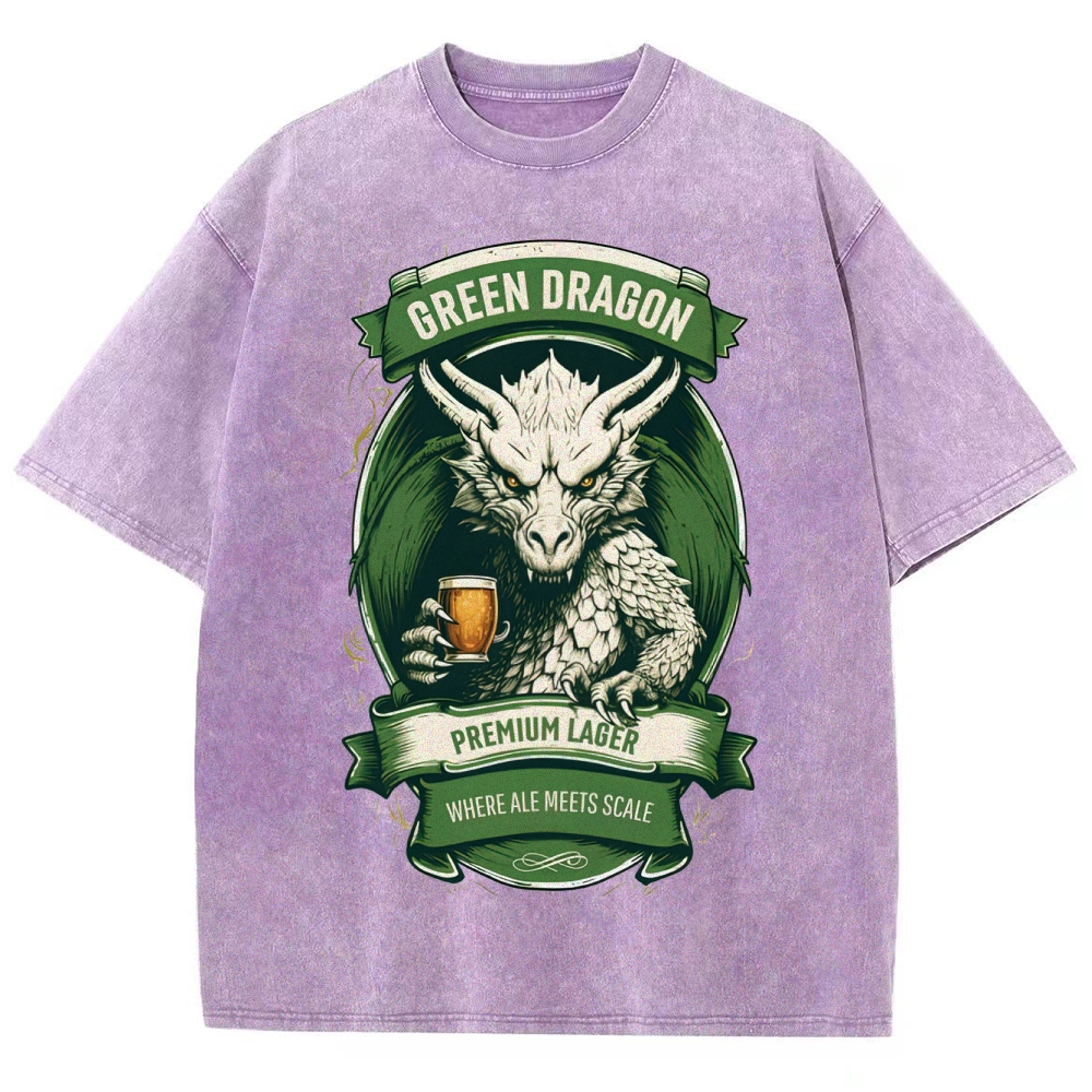Green Dragon Premium Lager Vintage Label Washed T-Shirt