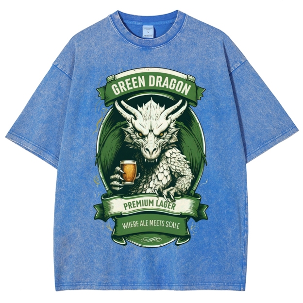 Green Dragon Premium Lager Vintage Label Washed T-Shirt