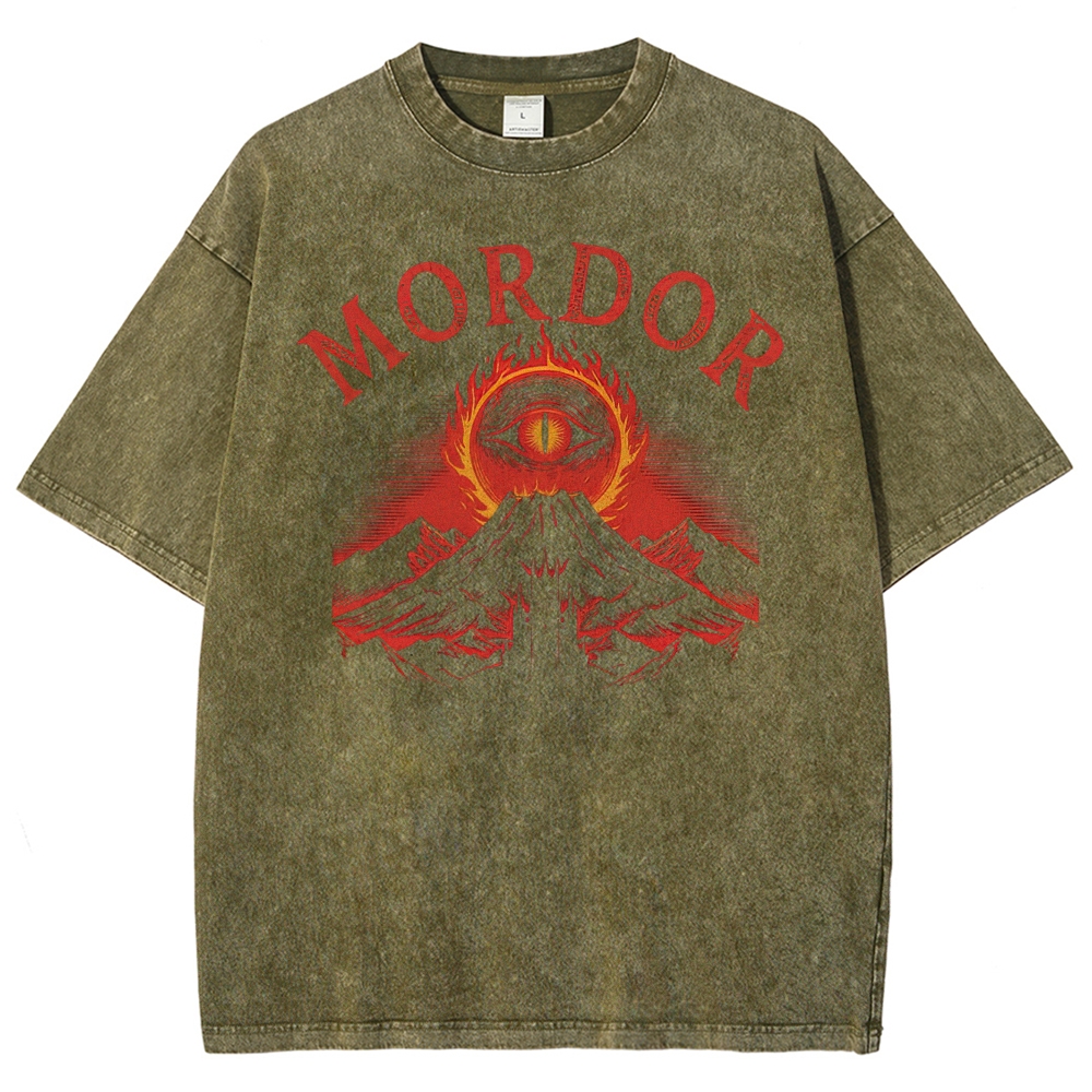 Mordor Eye Volcano Retro Washed T-Shirt