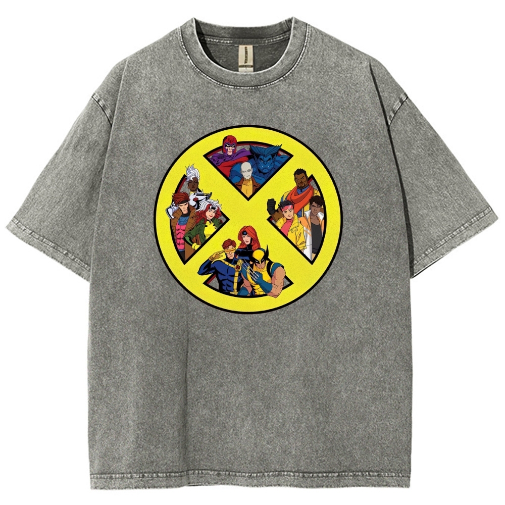 X-Team Logo Character Collage Washed T-Shirt
