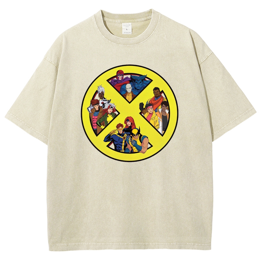 X-Team Logo Character Collage Washed T-Shirt