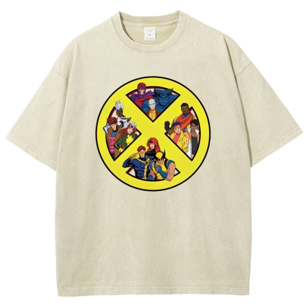 X-Team Logo Character Collage Washed T-Shirt