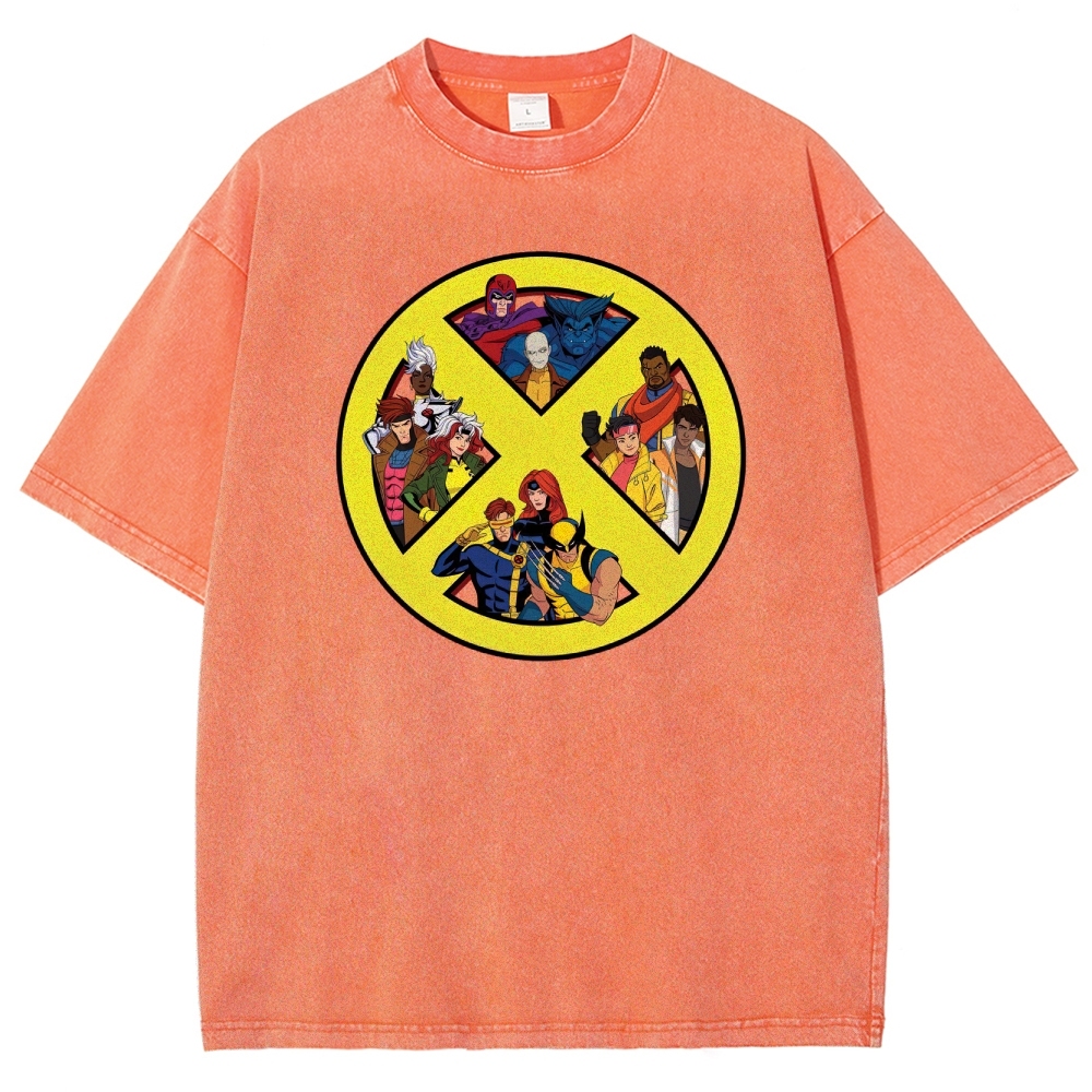 X-Team Logo Character Collage Washed T-Shirt
